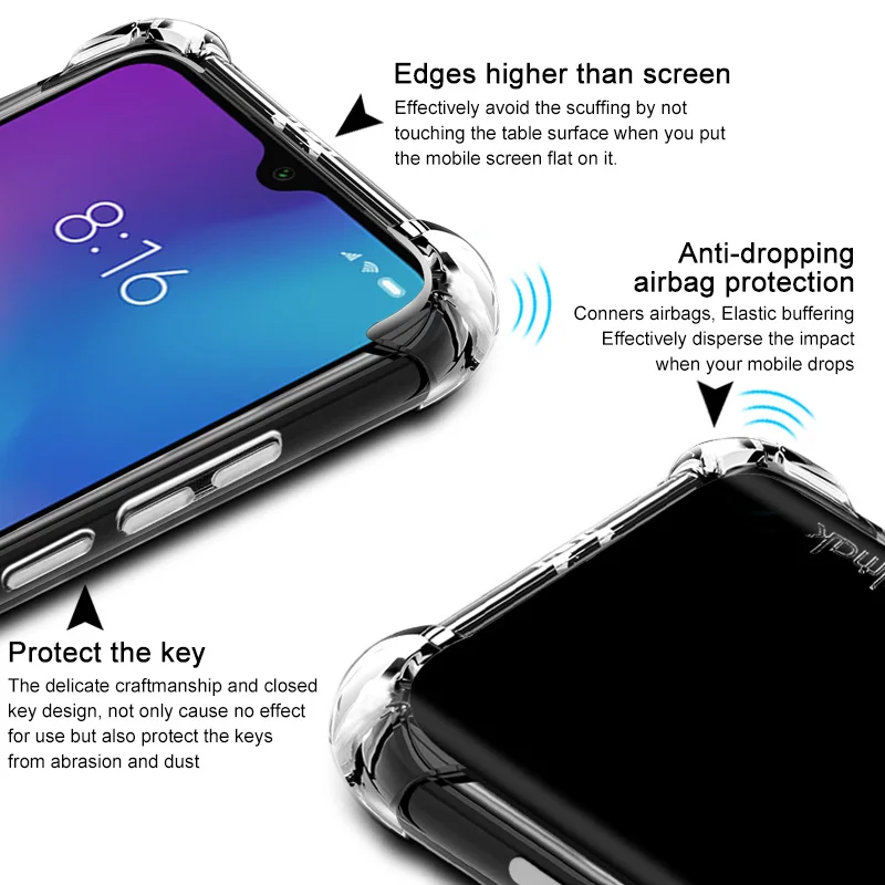 Для Xiaomi Mi 9 SE чехол IMAK мягкая задняя полный охват противоударный подушки