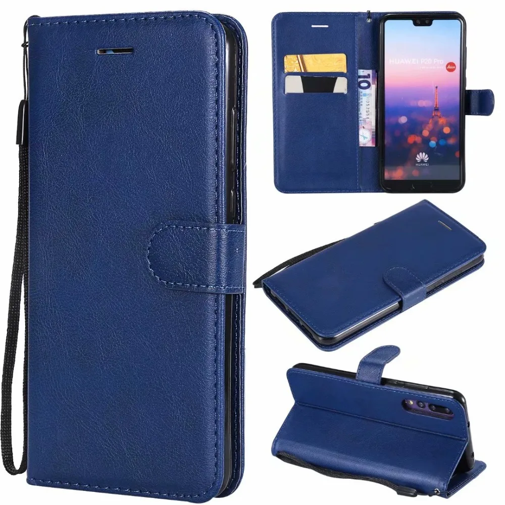 Чехол-Кошелек для Huawei P20 Pro откидная крышка чистый цвет искусственная кожа