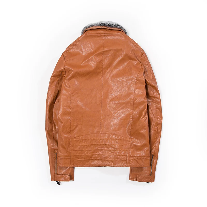 2018 мужские кожаные куртки повседневные парки однотонная Толстая винтажная