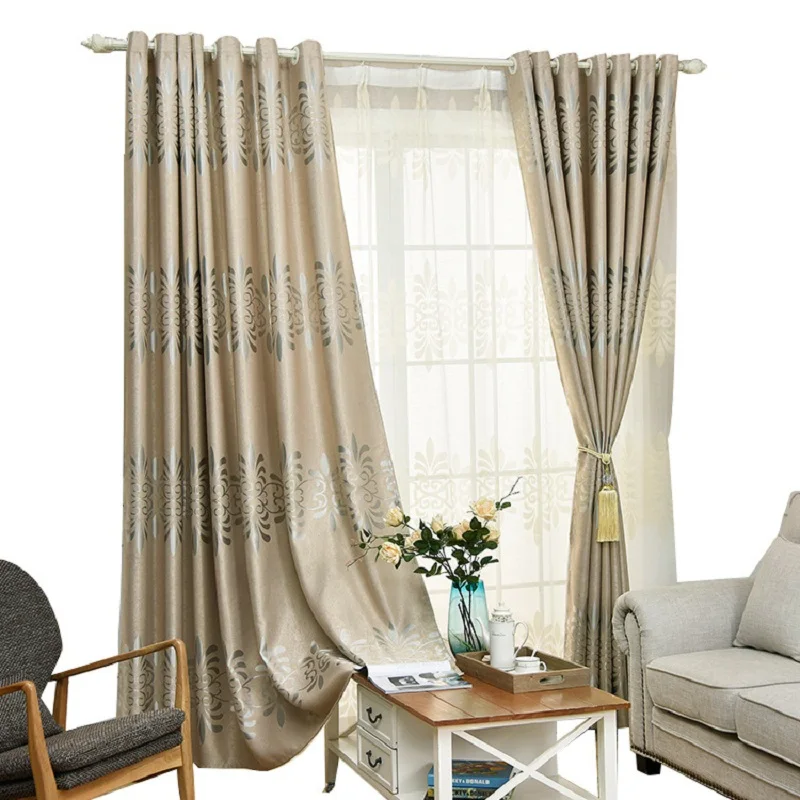 Simple Europe Jacquard Blackout Curtains for Living Room Bedroom Window Fabric Curtain Tulle kitchen Sheer Drapes Short | Дом и сад