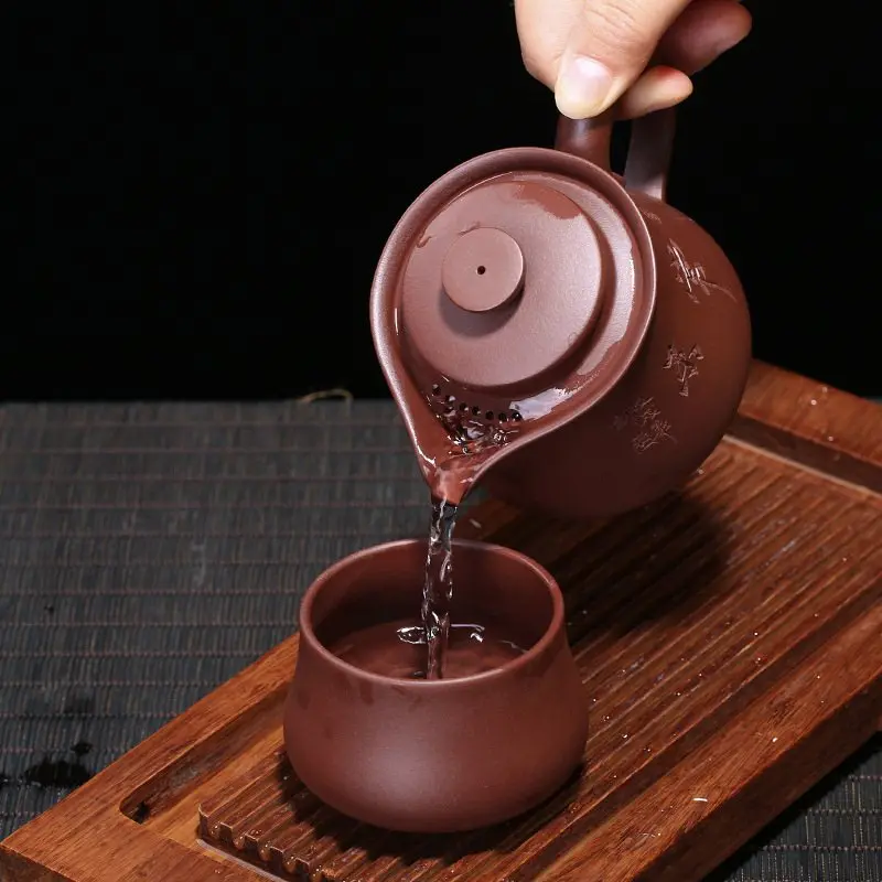 PINNY Yixing Purple Clay Portable Tea Set Vintage Sand Teapots Ceramic Kung Fu 1 Pot Cups Natural Ore Hand Made | Дом и сад