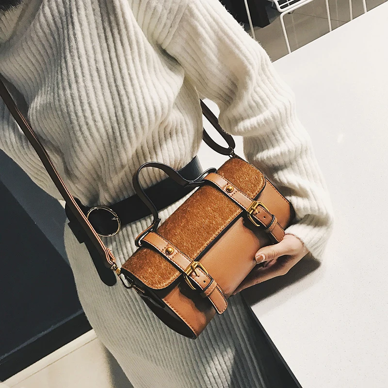 FuAhaLu Женская осенне зимняя новая стильная простая Диагональная Сумка через плечо