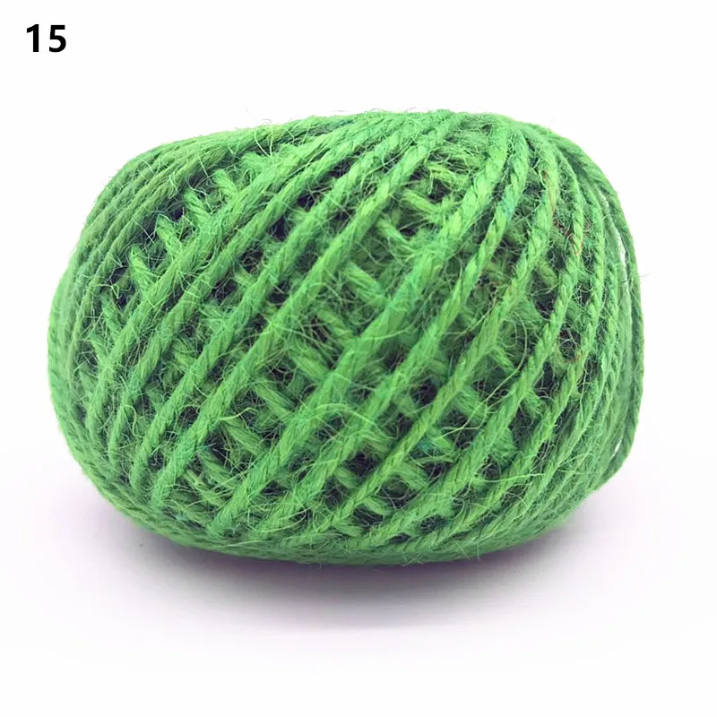 15 Green Пеньковая веревка 50 м диаметр 2 мм многоцветная пеньковая веревка DIY аксессуары для рук в стиле ретро цветная подарочная упаковочная веревка - Цвет: 15 Green