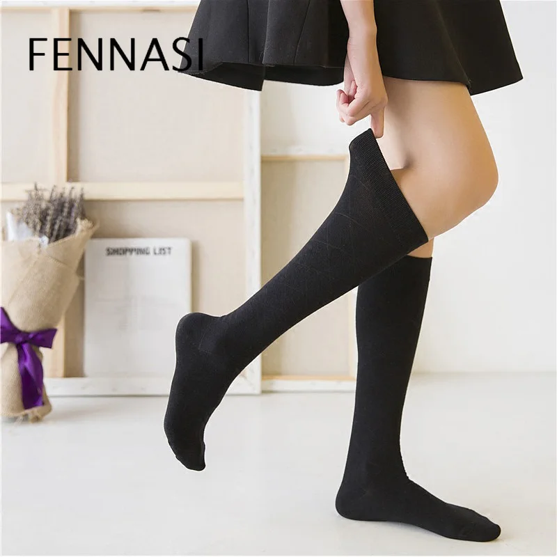 Женские хлопковые носки FENNASI Harajuku забавные черные и белые гольфы теплые