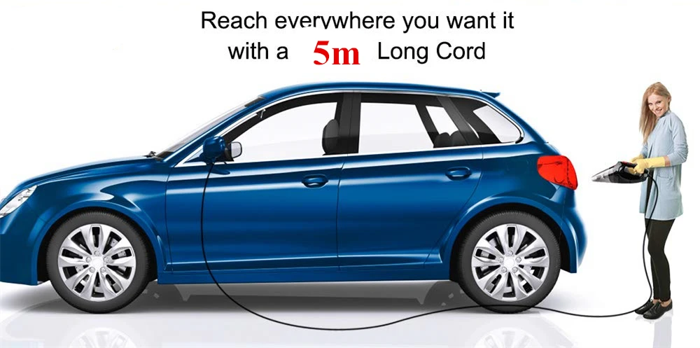 Мощный автомобильный пылесос 12 В Влажная/сухая уборка с сумкой для хранения и