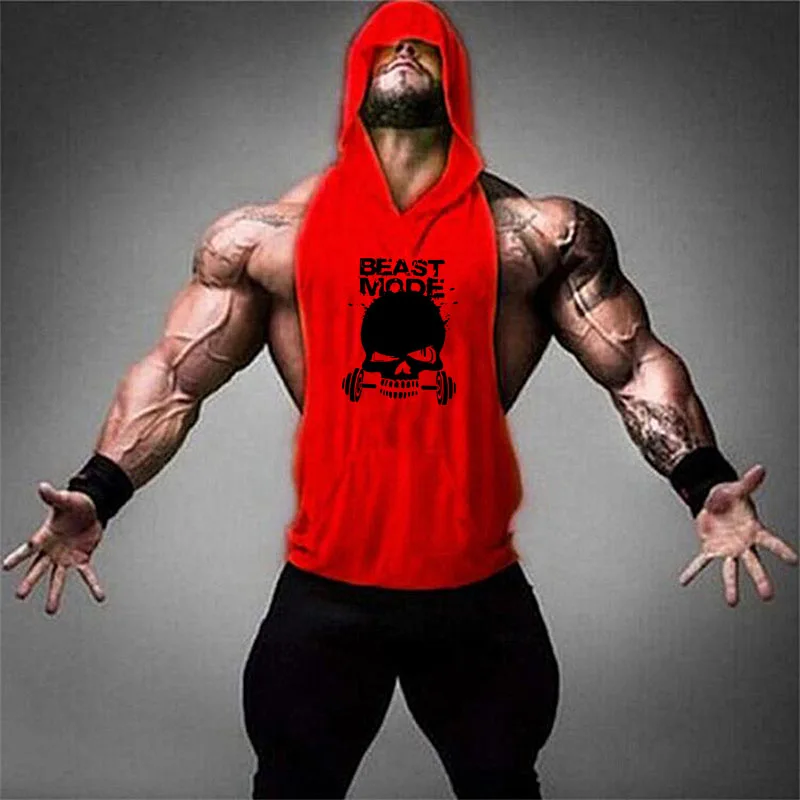 2019 Summer Newest Brand Mens Print Gym Stringers Vest Bodybuilding Clothing Fitness Man Hooded Tanktop Weightlifting Undershirt | Мужская