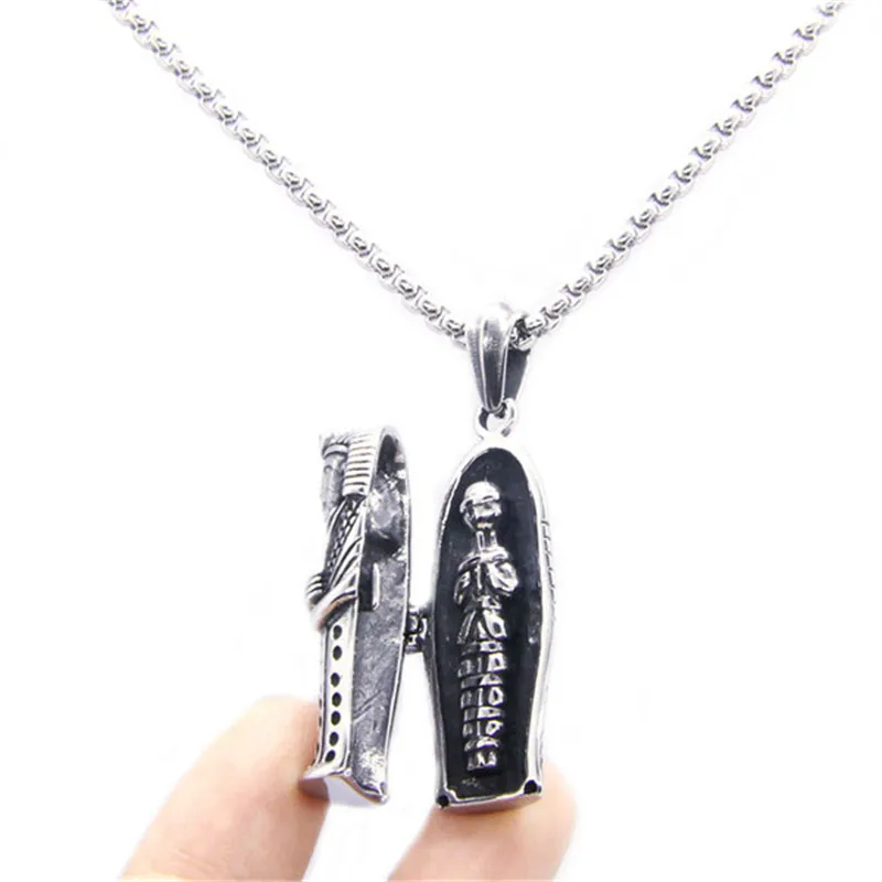 

Rany&Roy Newest Pharaoh Coffin Pendant 316L Stainless Steel Band Party Skull Coffin Pendant