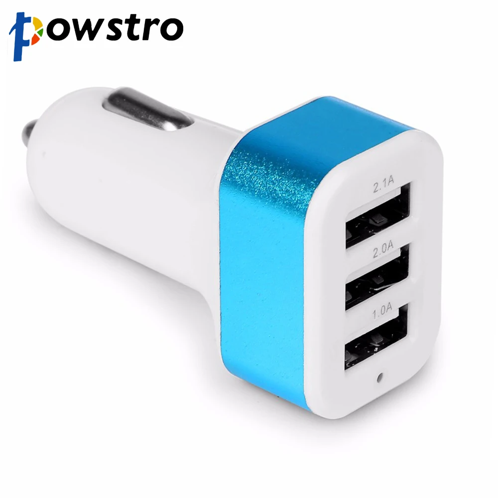 Автомобильное зарядное устройство Powstro USB 3 порта адаптер для зарядки телефона 2 А