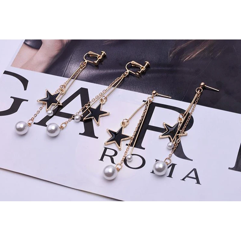 Серьги SUKI в геометрическом стиле серьги без проколов жемчуг металлические