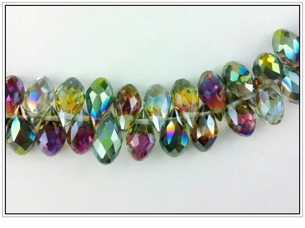 

2017 новые 100 шт. хрустальные каплевидные бусины 6x12 мм Красочные Хрустальные стеклянные бусины для рукоделия браслет DIY бусины для изготовлен...