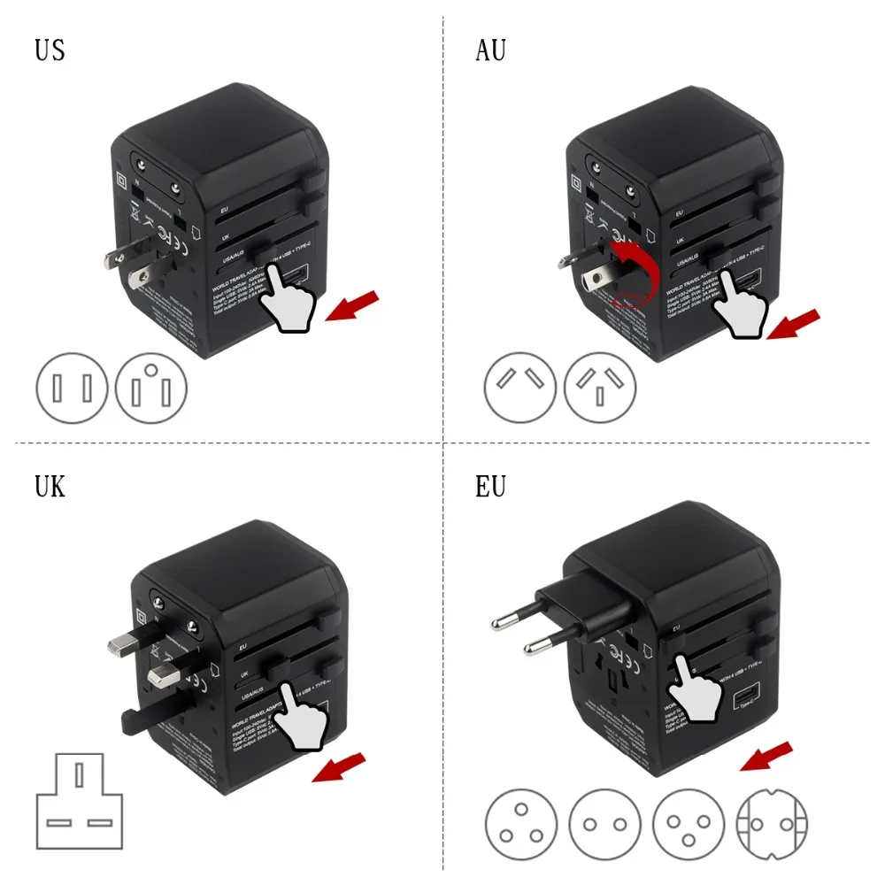 Hyleton дорожный адаптер Универсальный переменного тока 4 USB зарядное устройство