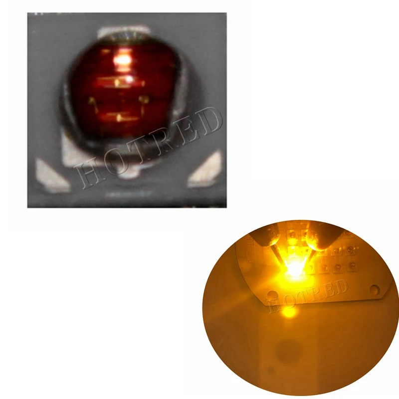 50 шт./лот 1 Вт 3 3535 SMD высокомощный янтарно желтый светодиодный диодный чип