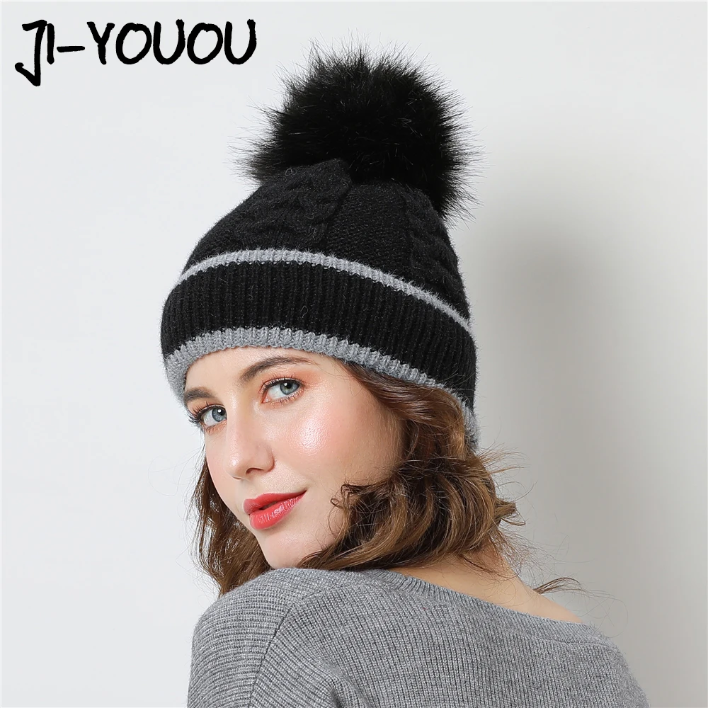 2018 Новые шапки с помпоном меховая шапка gorros skullies beanies зимняя шапочка мех шаровая