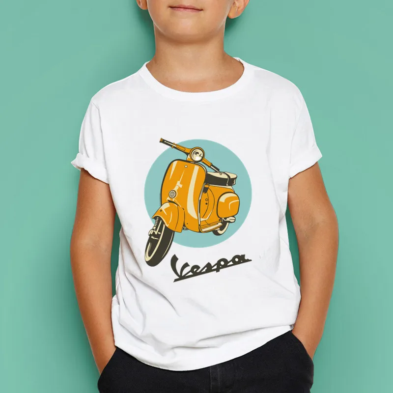 Футболка с принтом Vespa для мальчиков и девочек летние детские отличные