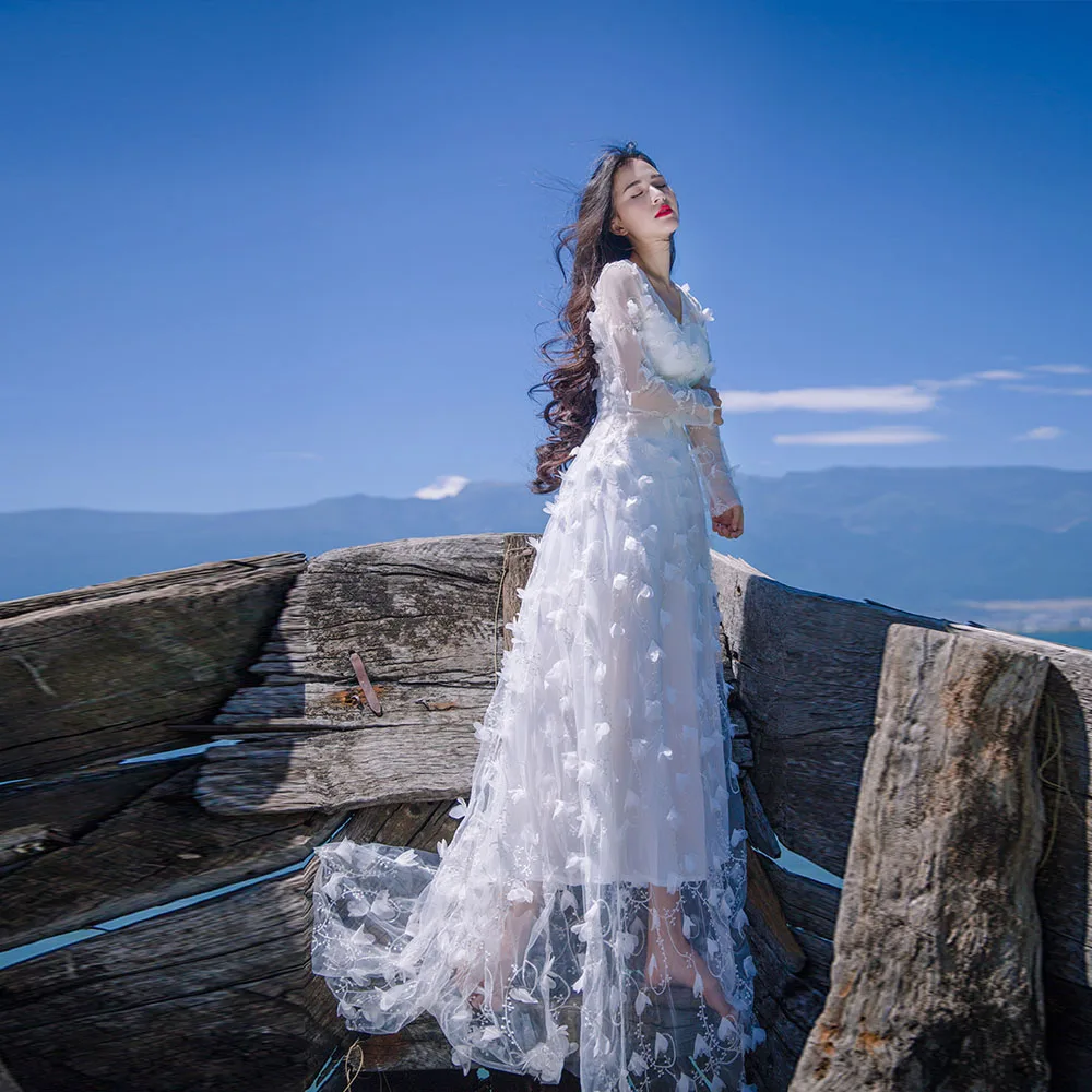 2017 новое пляжное платье с v-образным вырезом Vestidos De Novia сексуальное кружевное