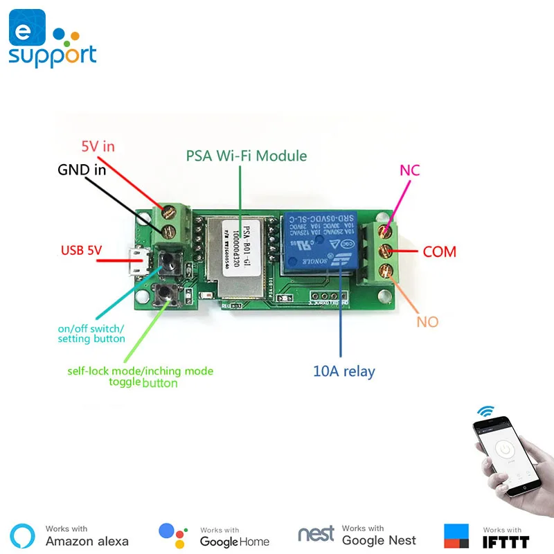 EweLink Smart USB 5 В DIY 1 канал Jog Inching самоблокирующийся WIFI беспроводной Умный домашний