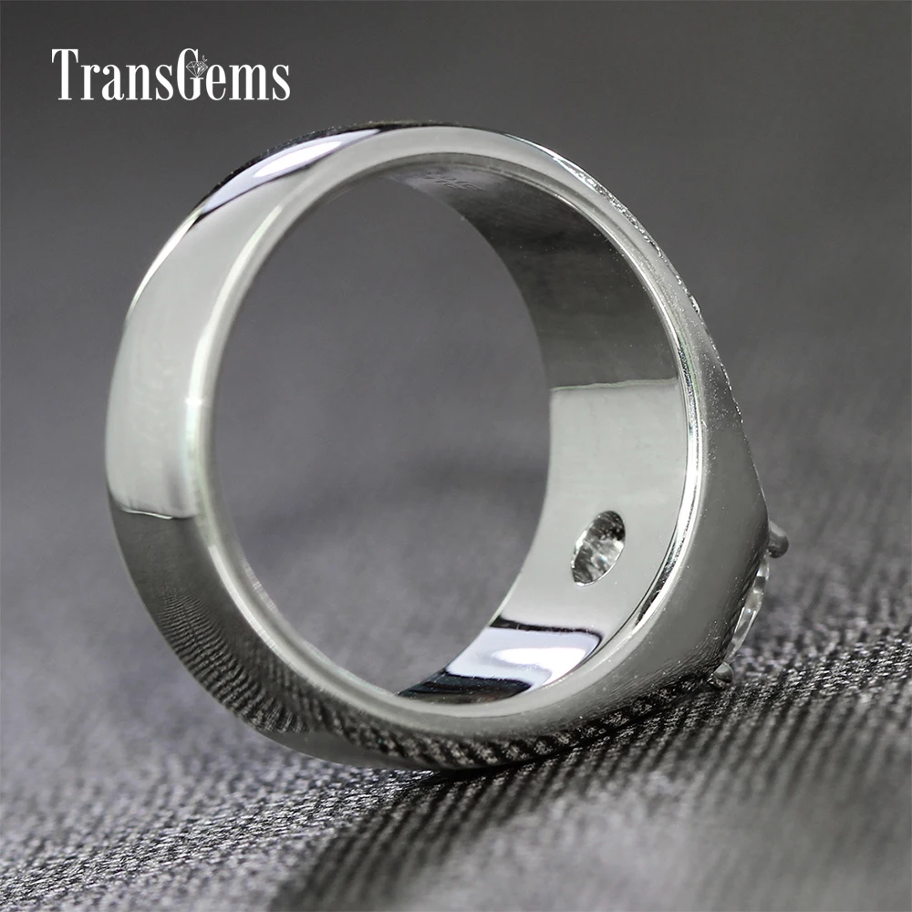 Кольцо TransGems 1 карат лабораторный Выращенный Муассанит акценты свадебное мужское