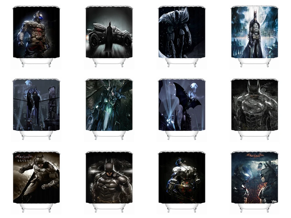 На заказ Бэтмен Arkham Marvel Водонепроницаемый душ Шторы Главная Ванна Ванная комната s крючки полиэфирной ткани Multi Sizes180509-02-147