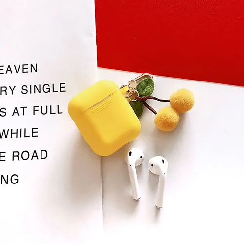 Цвет: желтый Модная вишня силиконовый чехол для APPLE Airpods чехол Аксессуары Bluetooth беспроводные наушники зарядная коробка сумка чехол для гарнитуры - Цвет: Цвет: желтый