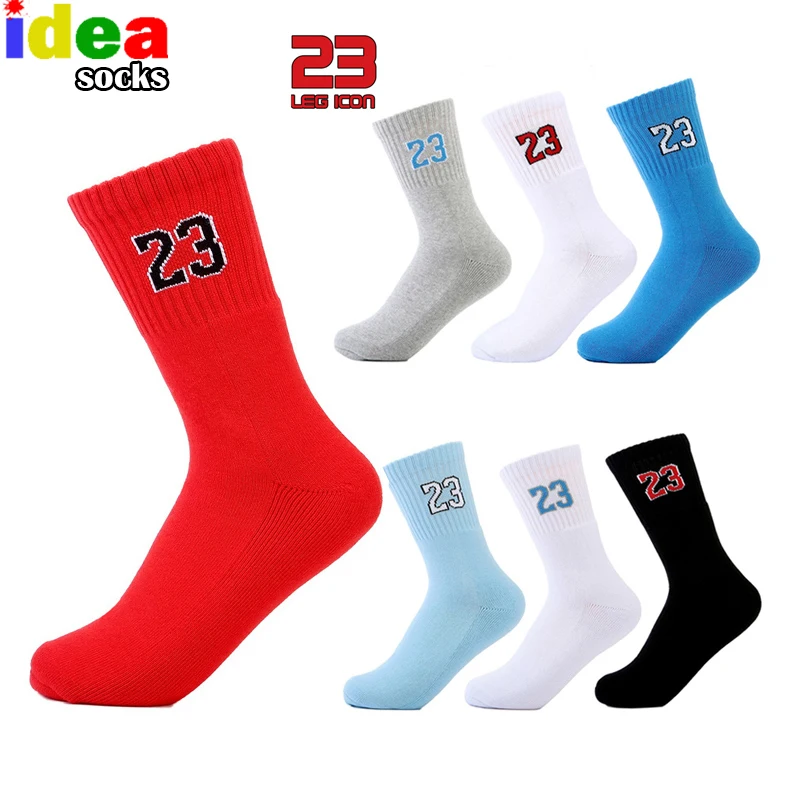 

High quality brand men's NO.23 Professional Men Basket socks elite thick red socks male Breathable Embroider sock