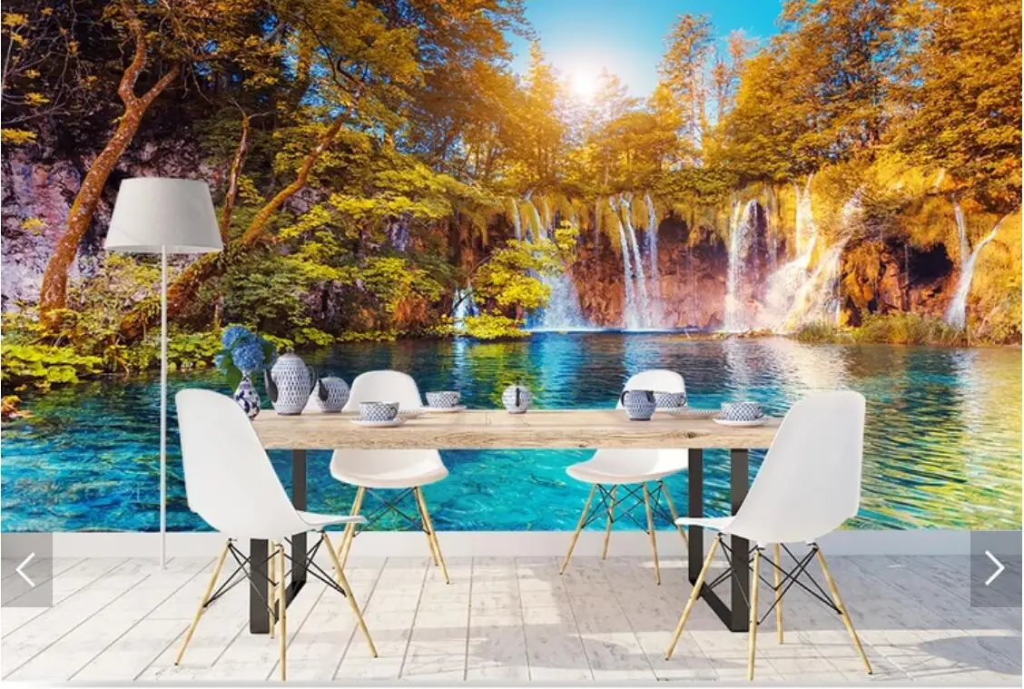 3d Дерево водопад озеро пейзаж фрески большой размер для ТВ диван стены декор обои