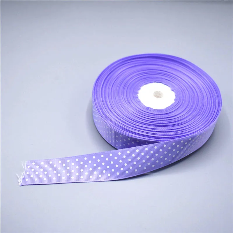 Light Purple 5 ярдов/партия в горошек Ткань в рубчик лента 2,5 см Ширина Атлас для подарка посылка упаковки для производства комплектующих для шитья с кружевными лентами - Цвет: Light Purple