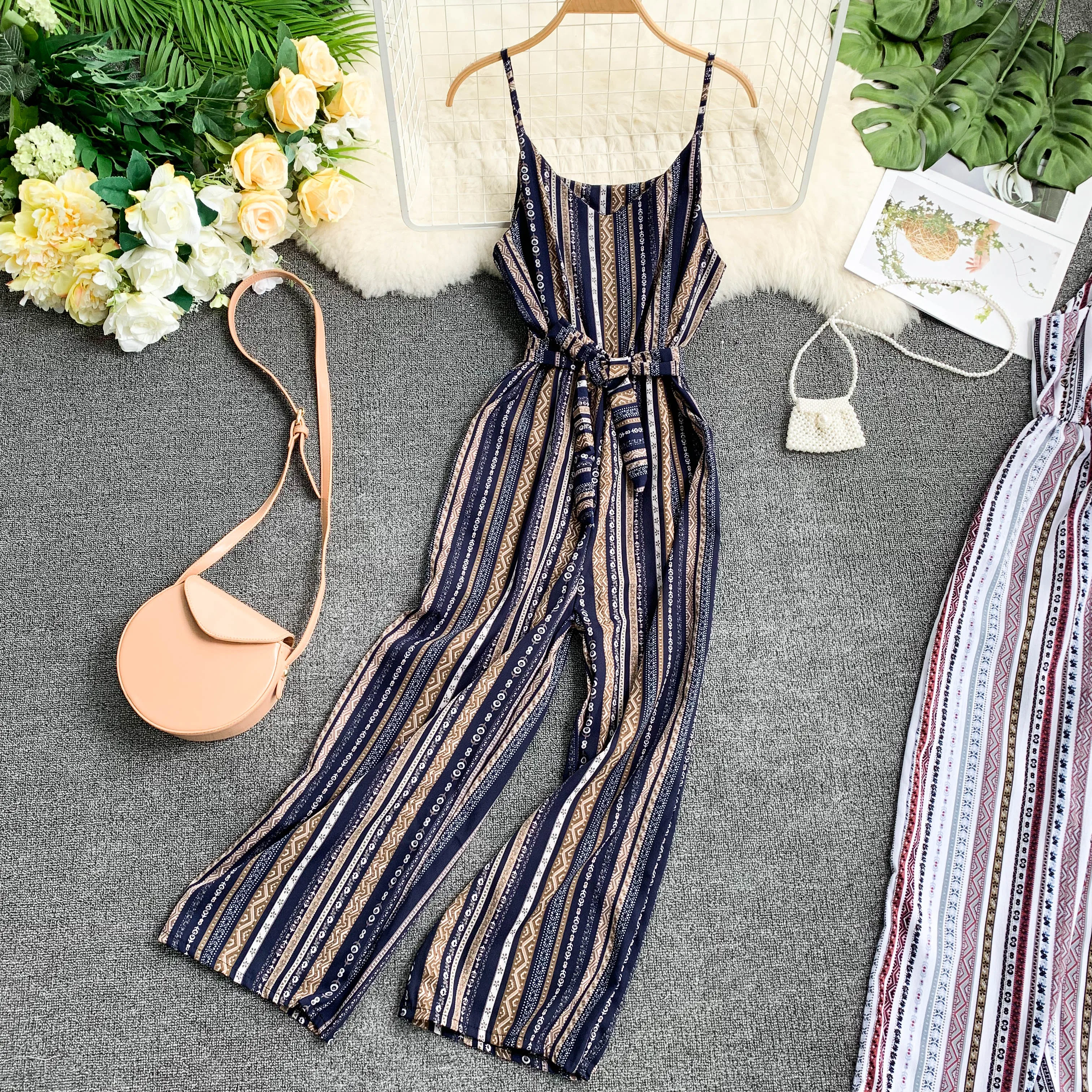 Женский праздничный комбинезон ALPHALMODA в стиле ретро с принтом поясом на резинке