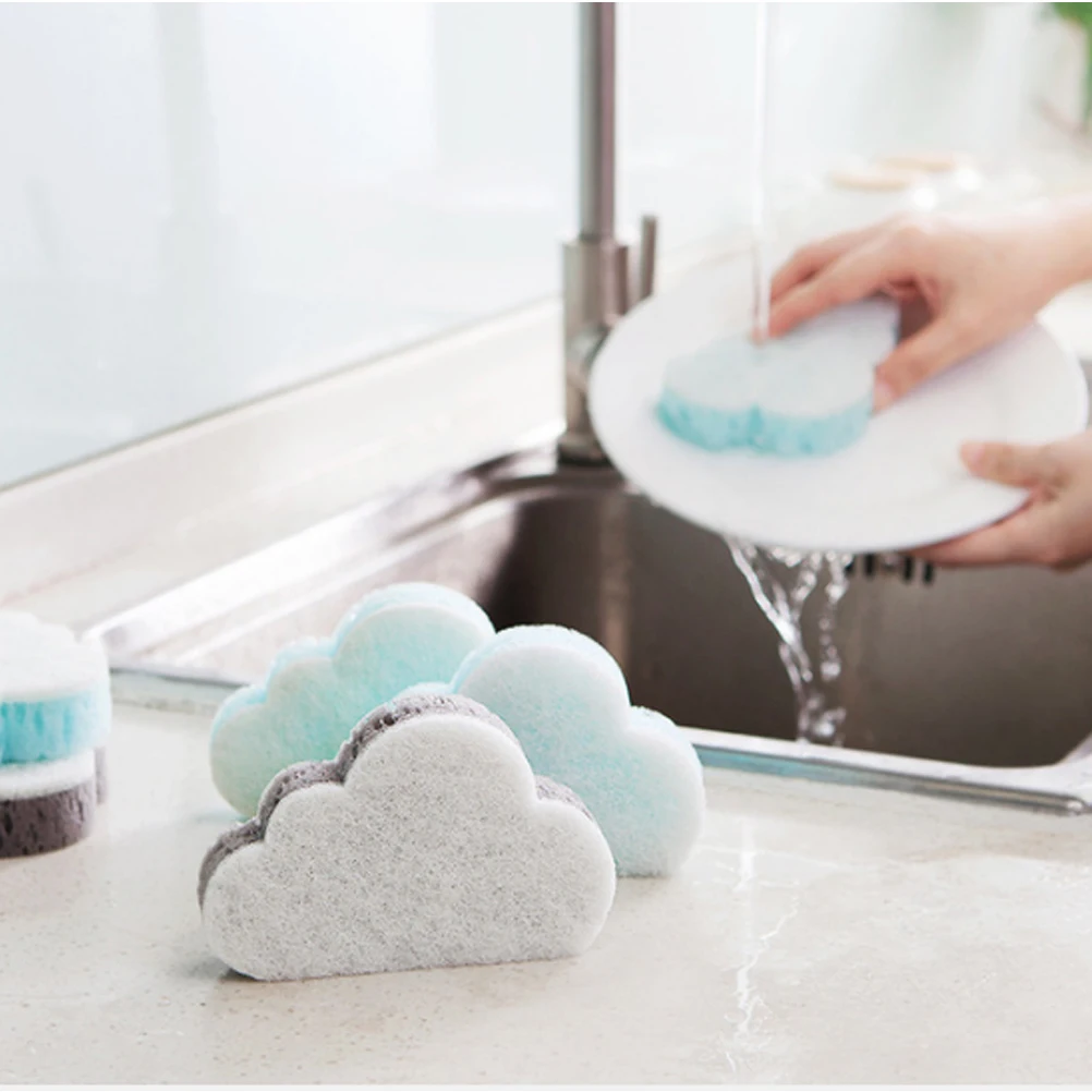 Sponge Cleaning Scrub Sponges Dishes For Scrubbing Scouring Pads Blue Scrubber Grey Kitchen Double Side