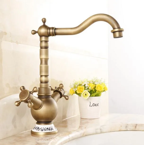 

Antique Bronze Finish 360 Degree Swivel Brass Faucet Bathroom Basin Sink Mixer Bath& kitchen taps Faucet