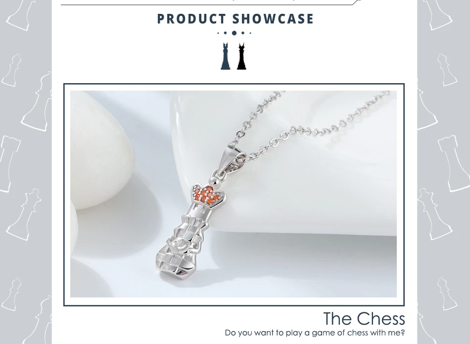 ORSA JEWELS Стерлинговое Серебро 925 женское ожерелье s Красный AAA циркон шахматы маленькая Мужская подвеска серебро прекрасное ювелирное ожерелье OSN131