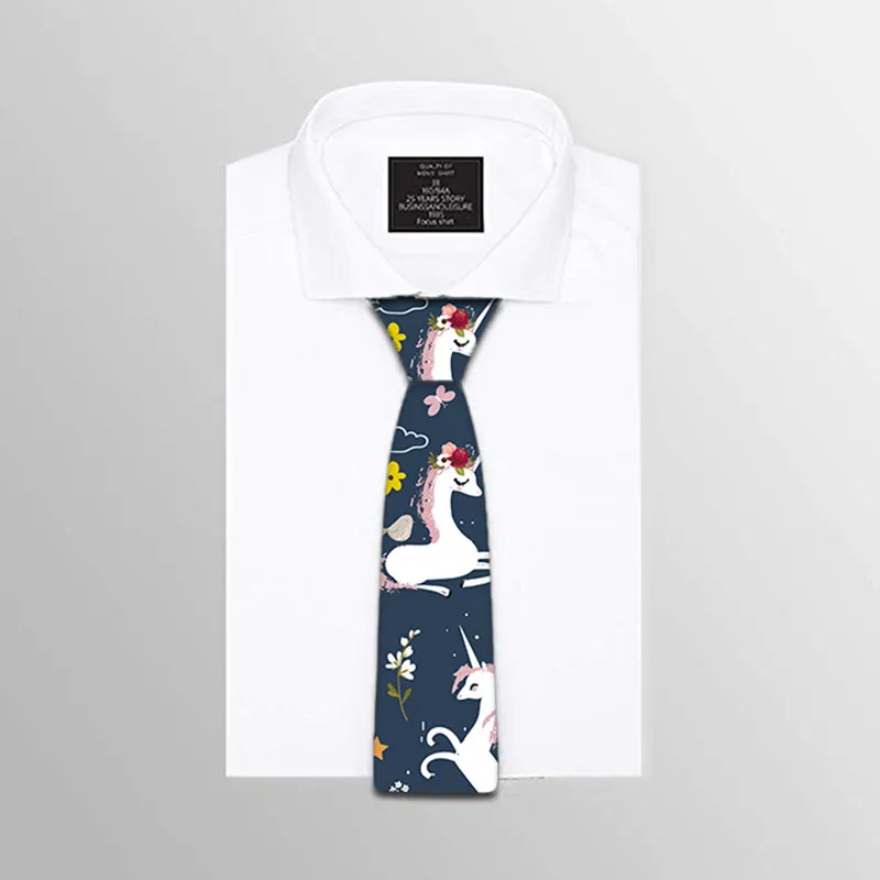 Mens Ties Animal Unicorn Printed Necktie Slim Skinny Narrow Ties 8CM Casual Novelty Ties For Men Wedding Accessories 5LD02 - Цвет: Style2
