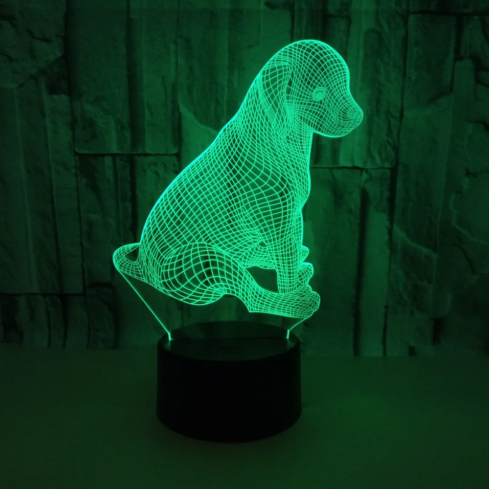 3d ночник с животными собаками цветной сенсорный светодиодный светильник подарок