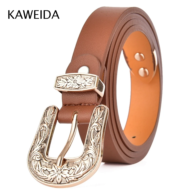 CDFPD728 brown KWD дизайнерские бренды люксовые женские высококачественные трендовые натуральная кожа винтажная Пряжка со штырем пояс для Платья повседневные Kemer Riem - Цвет: CDFPD728 brown