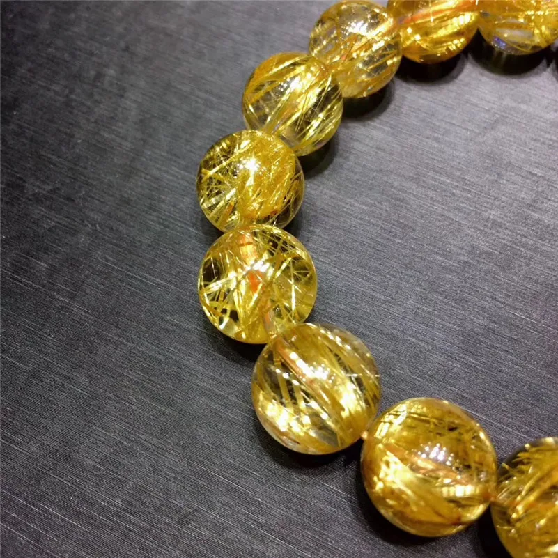 13 мм настоящий натуральный золотой волос рутилированный кварцевый браслет