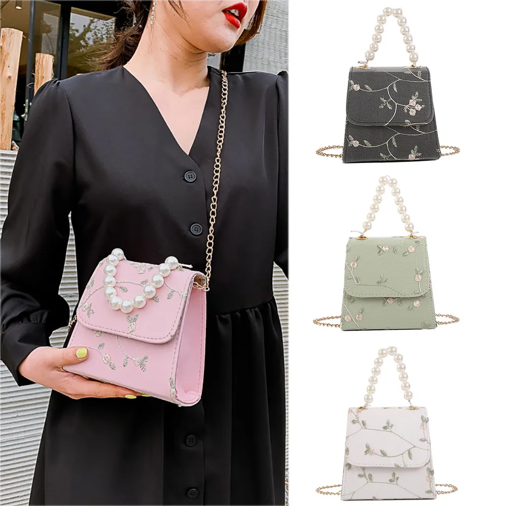 Повседневная женская сумка мессенджер с жемчужным принтом модная маленькая