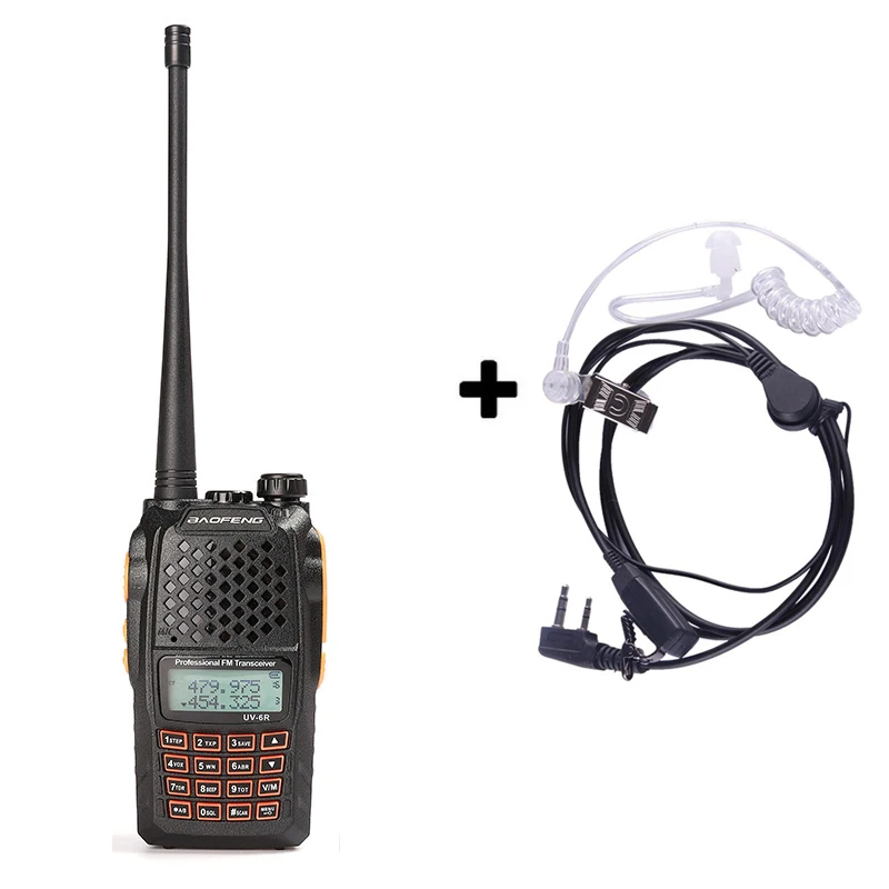 baofeng UV-6R UV 6R UV6R для cb рация 10 км автомобильная портативная рации ham радиостанция трансивер baufeng двухдиновая магнитола радиостанции boafeng радио станция радиолюбитель стационарная двухдиапазонная uhf vhf - Цвет: Add an ac headset