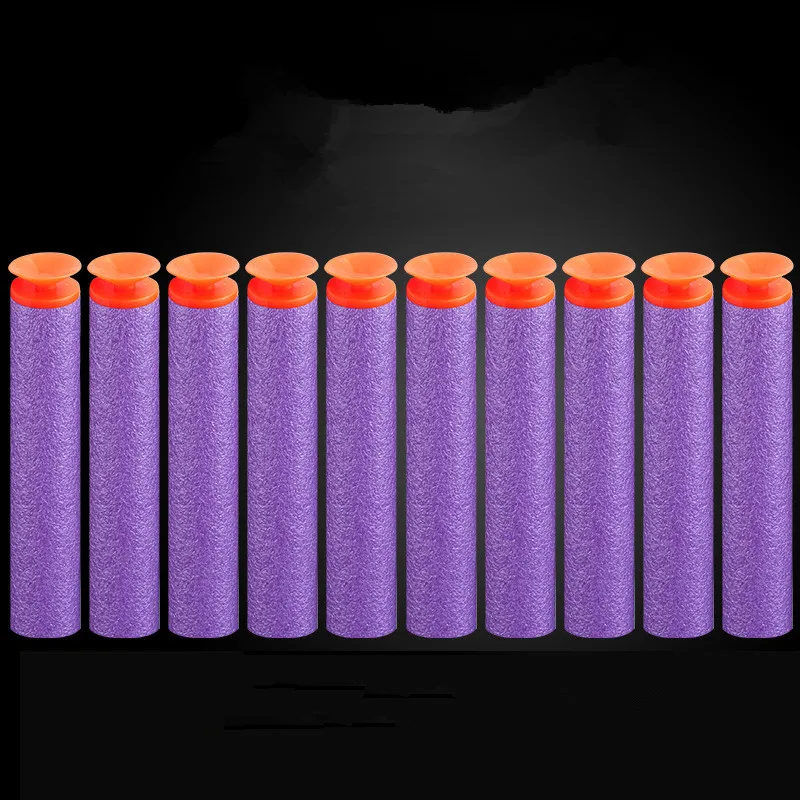Purple 100 шт патронов присоски 7,2*1,3 см заправка игрушка дартс пистолет пены EVA Пули для nerf для мальчиков, подарок для ребенка, малыша оружейные пули - Цвет: Purple