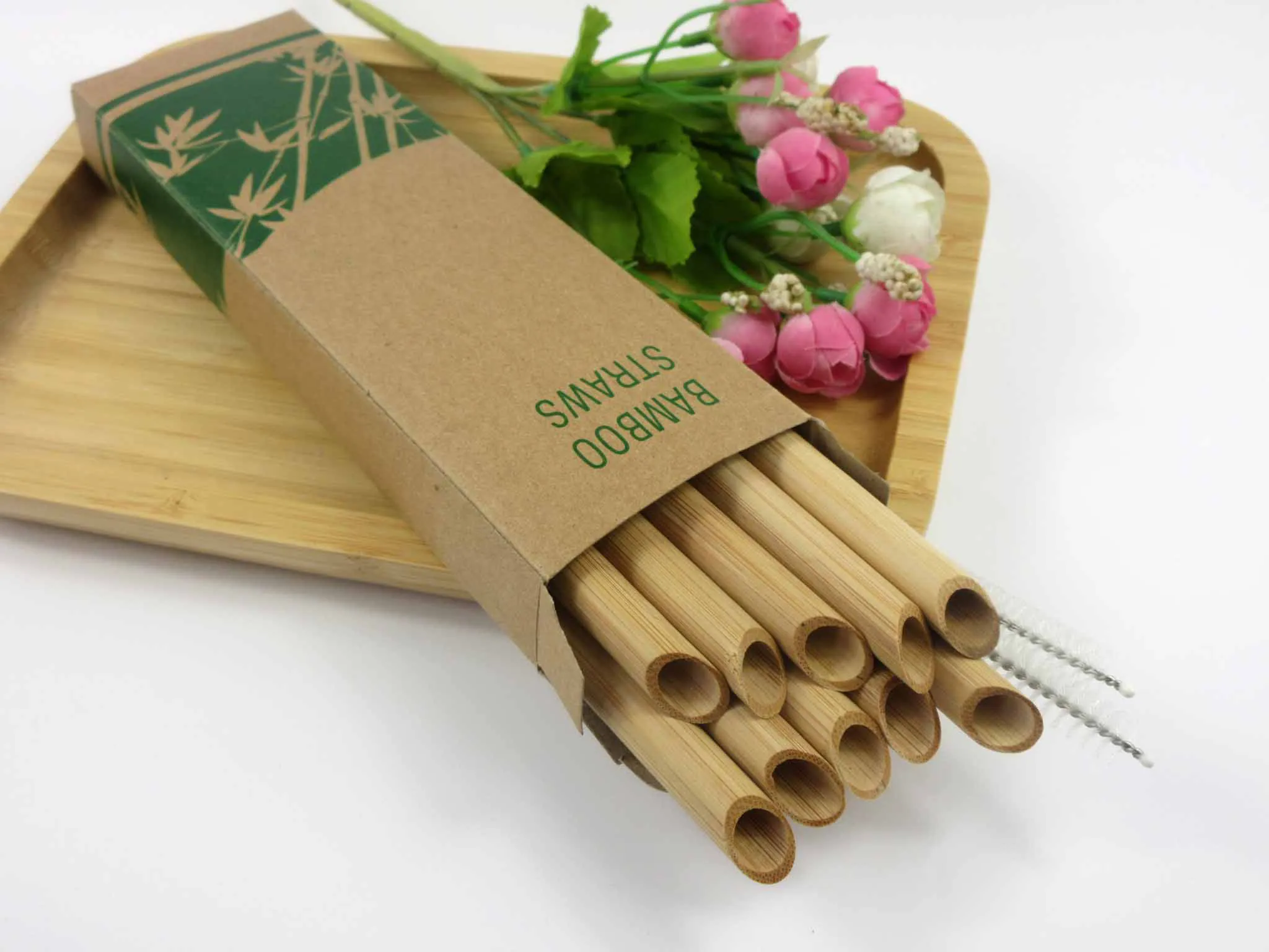 

Wholesales 100pcs Eco Friendly Reusable Straw 21.5cm Carbonized Bamboo Smoothie Straws Pointed Coffee Milk Drinking Straw