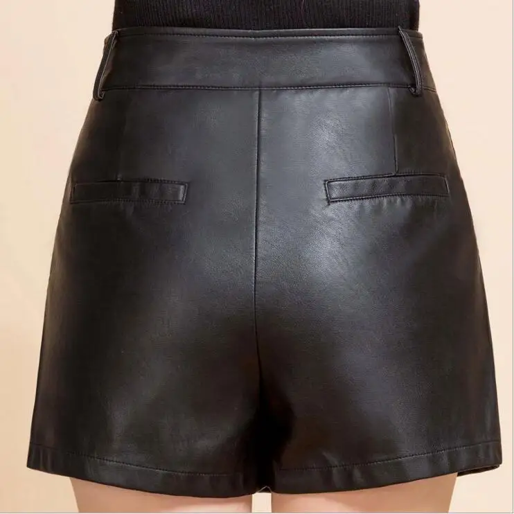 Осень-зима 2017 женские кожаные шорты юбки в Корейском стиле повседневные высокого