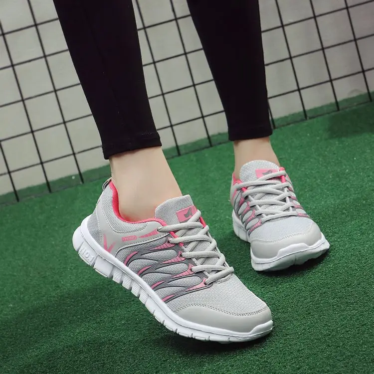Gray pink Женская обувь на плоской подошве; коллекция года; женская обувь; Новая модная обувь; кроссовки на плоской подошве; летние кроссовки; дышащая женская обувь; tenis feminino - Цвет: Gray pink