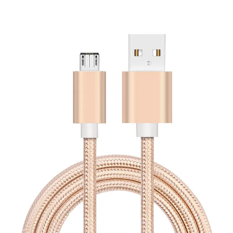 Only Gold 1M 1 м/2 м нейлон микро USB быстрое зарядное устройство провод для samsung Galaxy s4 s6 j4 j6 для Xiaomi Redmi 6a 5a Redmi 5 4 note 6 pro 4X Leagoo M5 - Тип штекера: Only Gold 1M