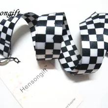 Hensongift черный/белый ключ сетки Ремешки ID Держатели Checker мобильный шейный ремень