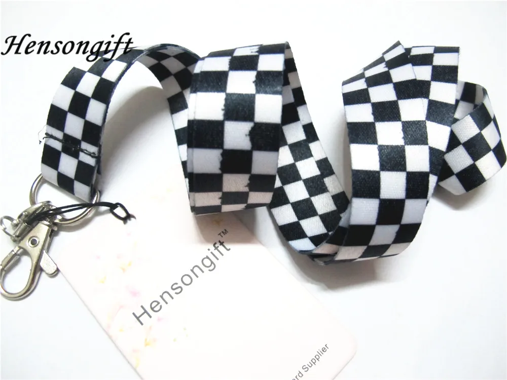 Hensongift черно белые ремешки для ключей в клетку держатели ID значков шеи|mobile neck