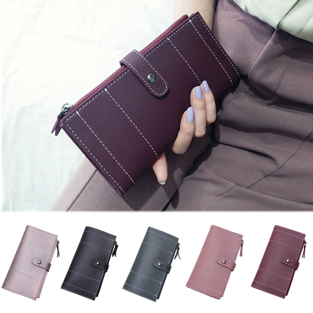 Женские кошельки в стиле ретро длинный кожаный кошелек полоску для монет