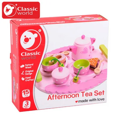 Классический розовый детский кухонный набор для приготовления чая после полудня