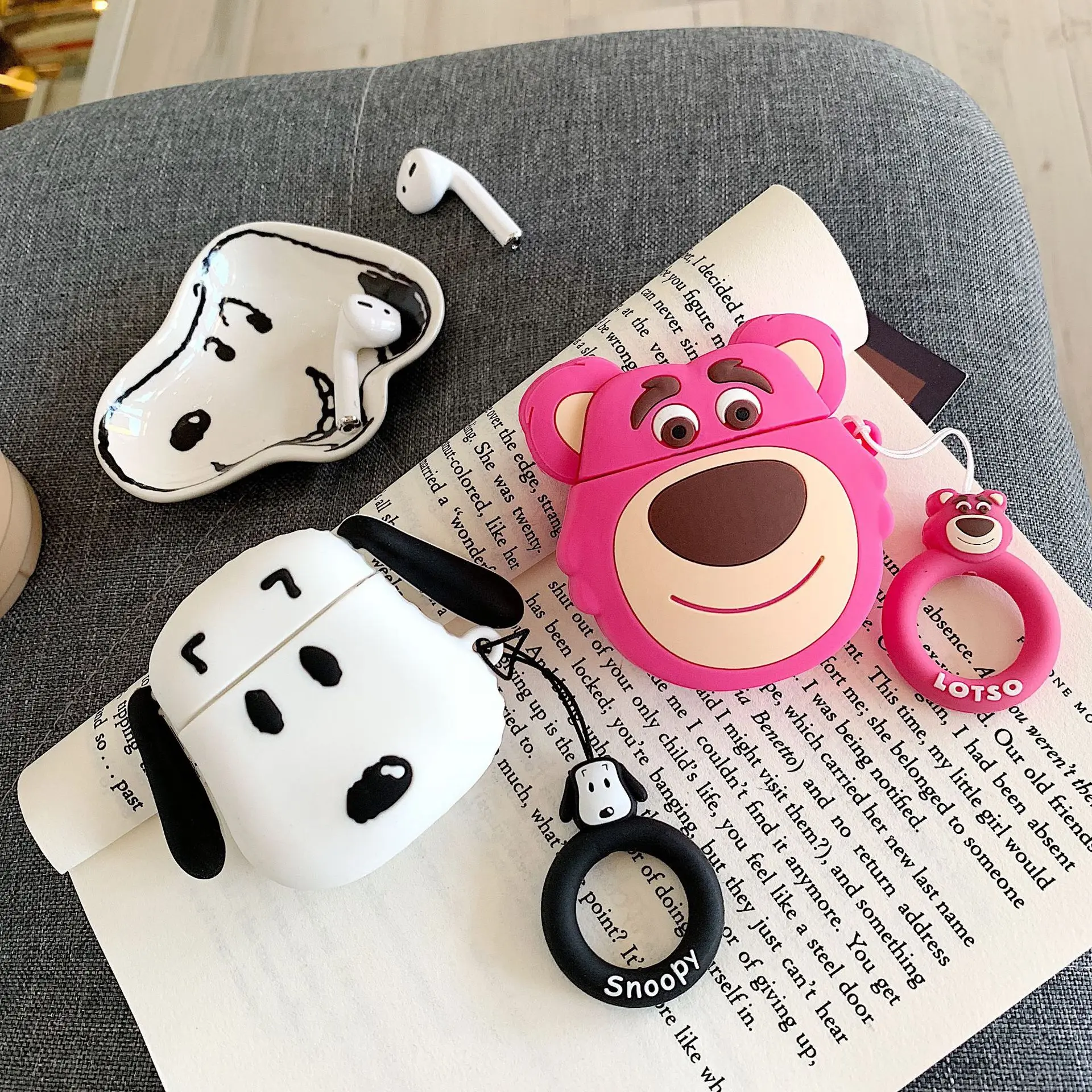 Airpods гарнитура милый мультфильм щенок медведь яблоко зарядная коробка защита