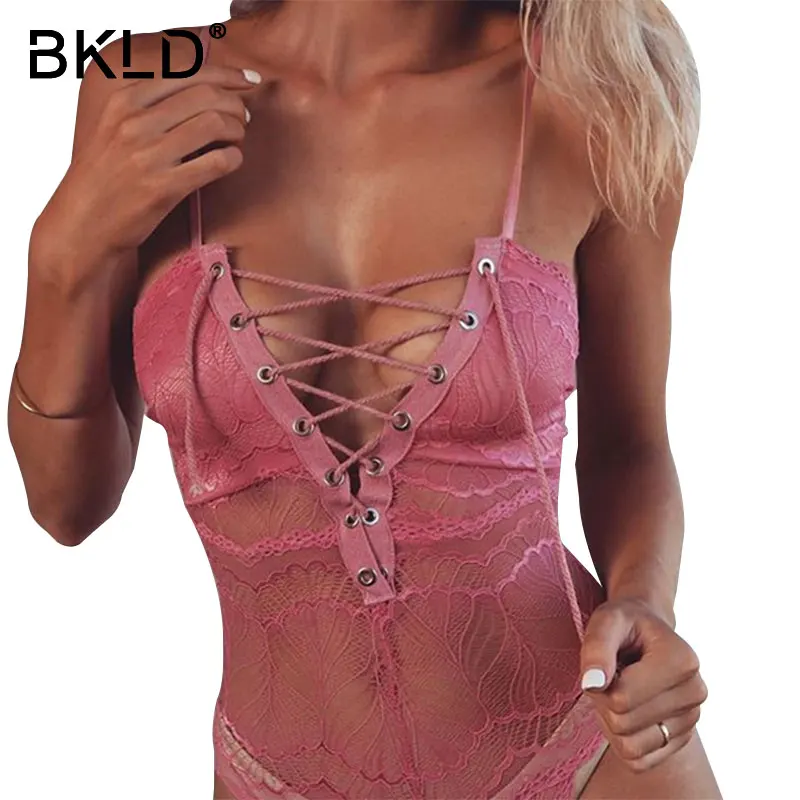 BKLD 2017 сексуальные обтягивающие однотонные прозрачные кружевные комбинезоны без