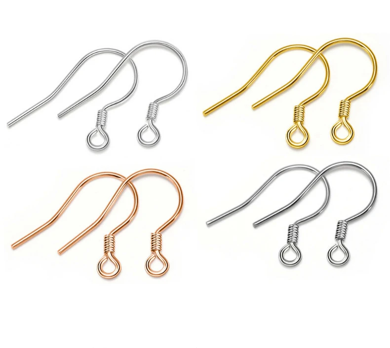 2 pair Authentic 100% 925 Sterling Silver Not Allergic Earring Hooks Clasp Ear Wire for Jewelry Making DIY Accessories Wholesale