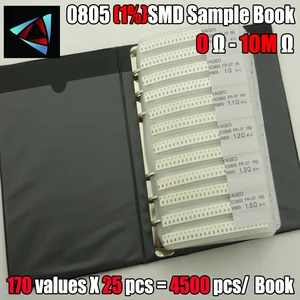 Новинка 0805 SMD образец резистора Book 1% Допуск 170valuesx25pcs = комплект резисторов 4250pcs 0R  10M