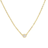 single stone bezel cz choker simple basic chain necklace 925 sterling silver cz necklaces